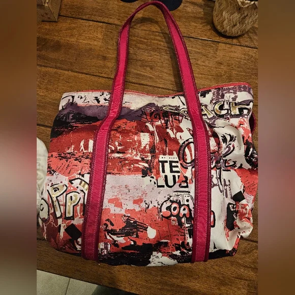 Coach Artistic Red and Pink Tote Bag - Picture 2 of 6